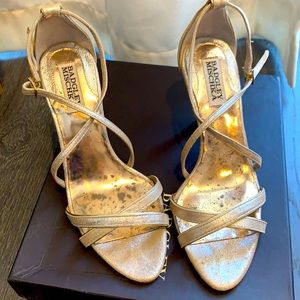 Badgley Mischka Walda Gold strappy dress shoe